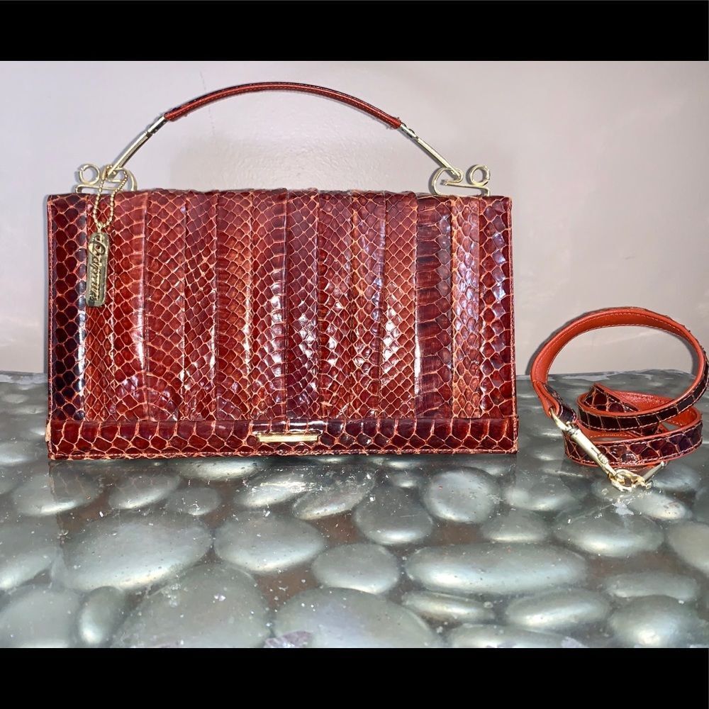 Caprice Snake Skin Clutch w/ Strap